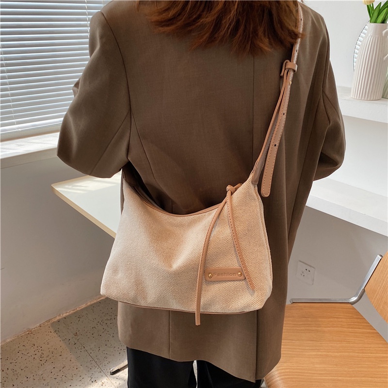 Túi đeo vai IELGY từ vải canvas thiết kế đơn giản thời trang dành cho nữ