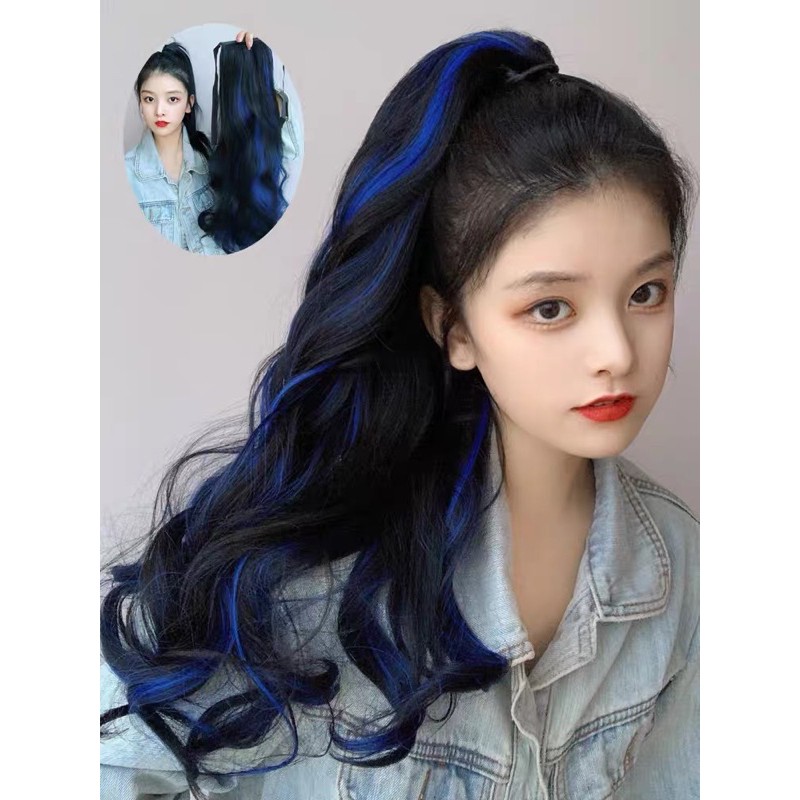 Tóc giả nữ đẹp❤️FREESHIP❤️Tóc buộc xoăn light xanh cao cấp chất sợ tơ nhân tạo dùng nhiệt được