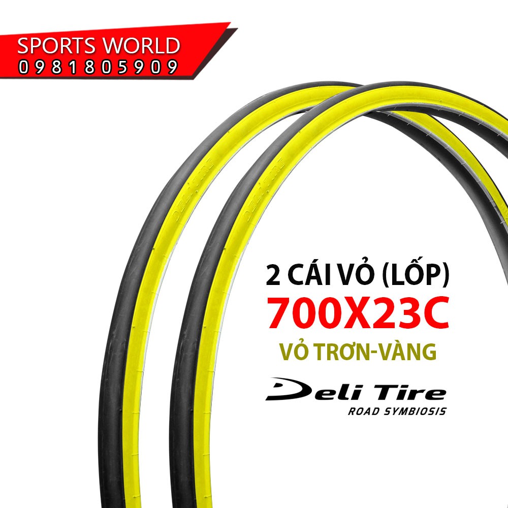 2 cái vỏ xe đạp 700x23 (23-622) vỏ trơn SA-205 DELI-TIRE lốp xe đạp