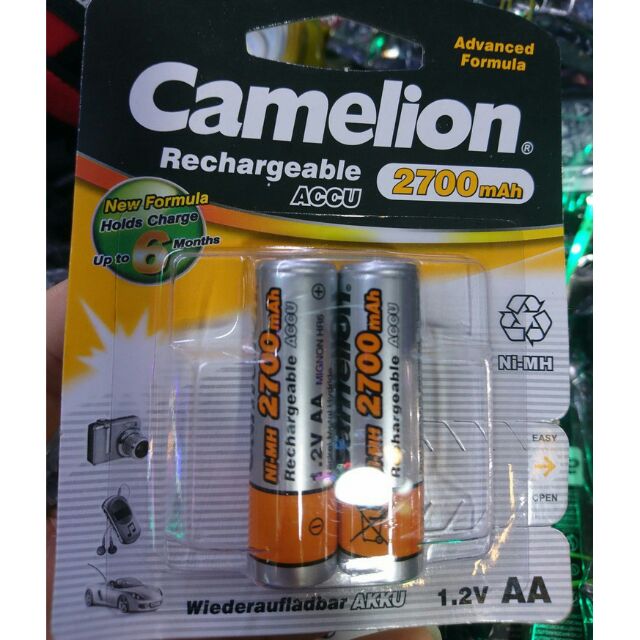 Pin sạc AA Camelion 2700Mah, 2500Mah vỉ 2 viên