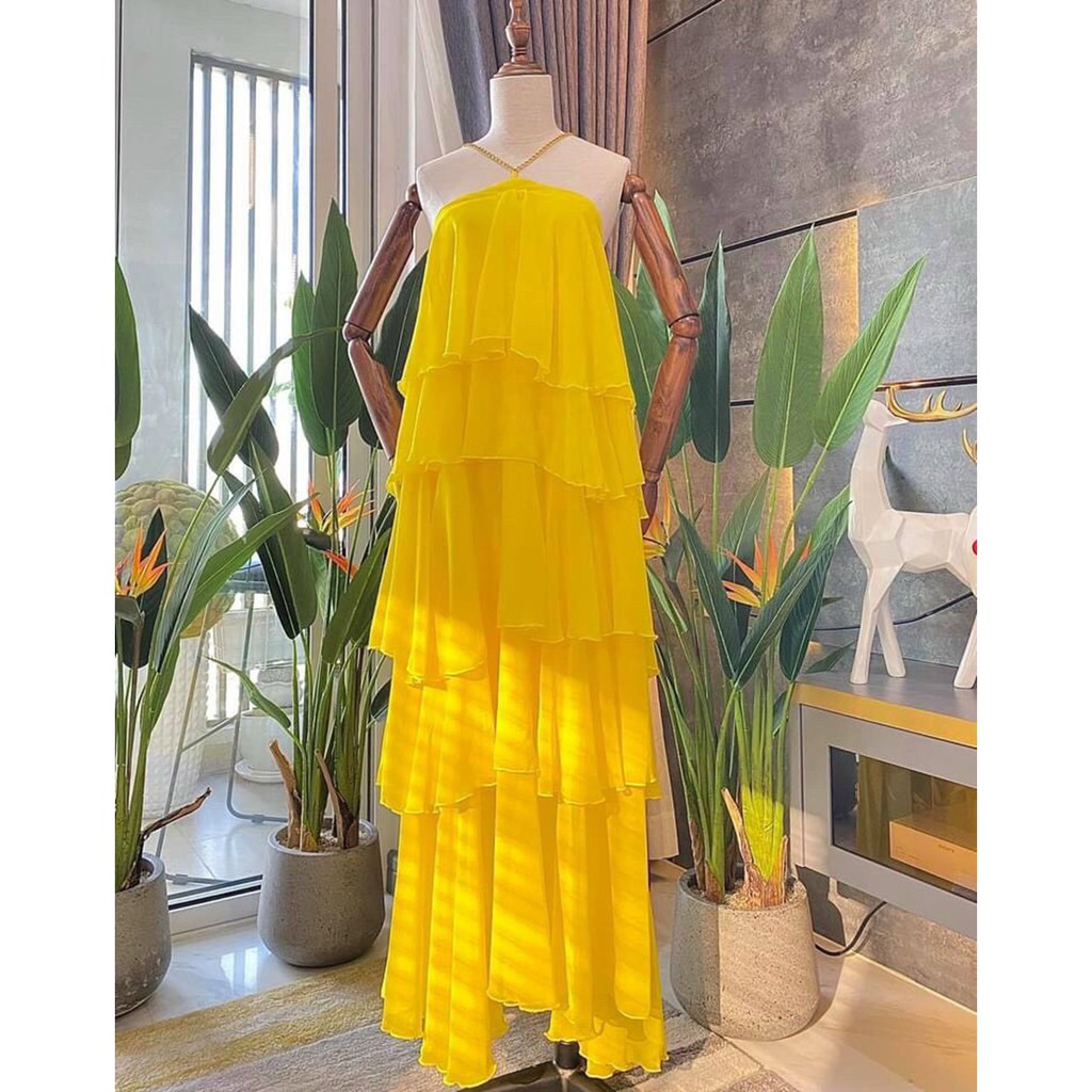 Đầm maxi phối tầng du lịch sống ảo cổ dây xích HaKieu Msp015