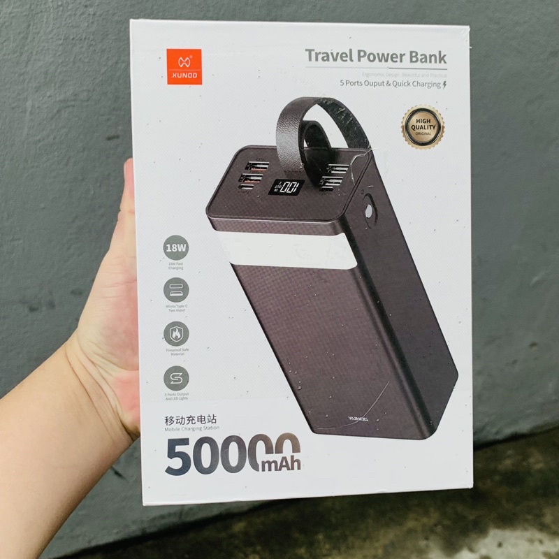 Sạc Dự Phòng Dung Lượng 50.000Mah chính hãng Xundd sạc nhanh 18w hỗ trợ Power delivery SDP 50000mah tích hợp LED