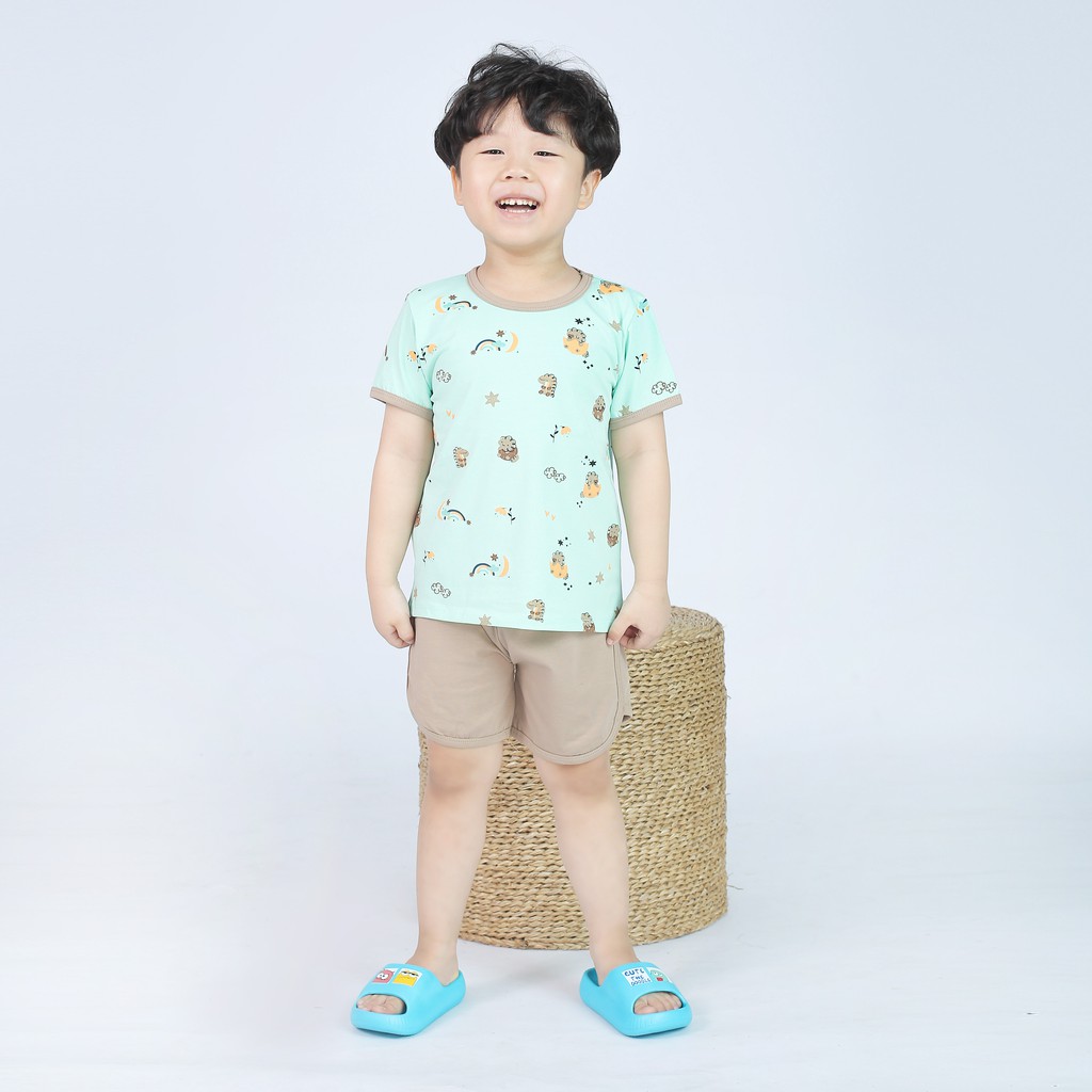 Đồ bộ bé trai bé gái BabyloveGo in hoạt hình chất thun cotton co dãn