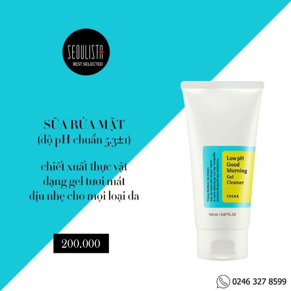 SỮA RỬA MẶT dịu nhẹ Cosrx Low Ph Good Morning Gel Cleanser 150ML