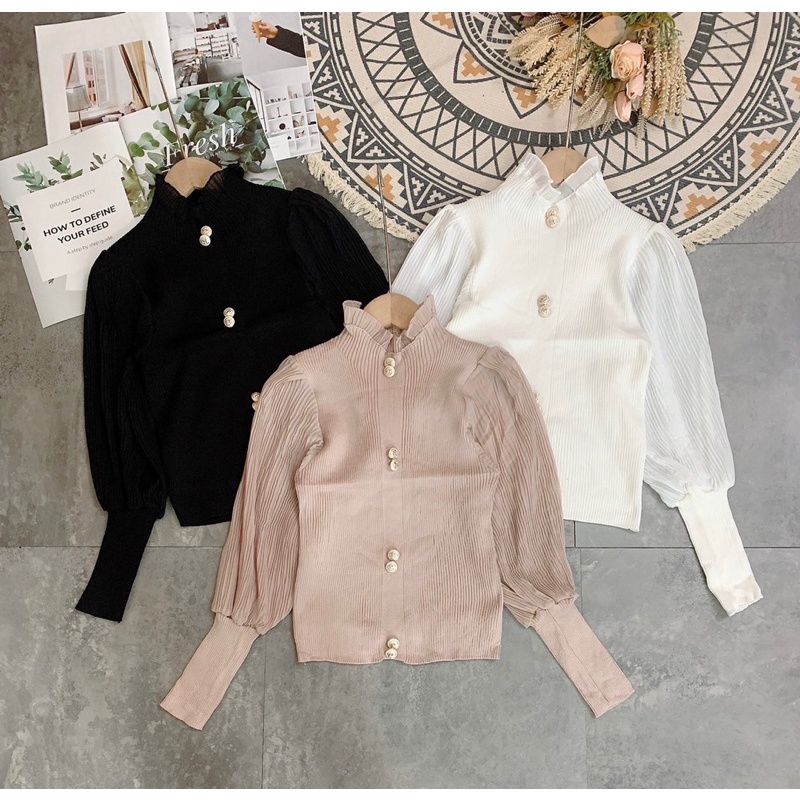 Bán sỉ áo len tay bồng 6 cúc | BigBuy360 - bigbuy360.vn