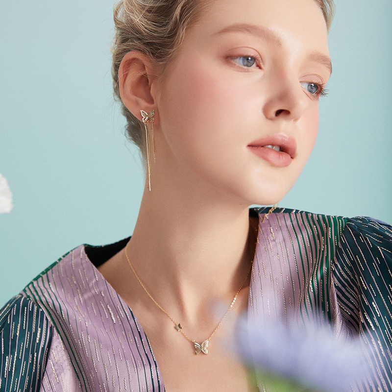 Vòng cổ BAMOER bạc 925 hình bướm thời trang xinh xắn cho nữ