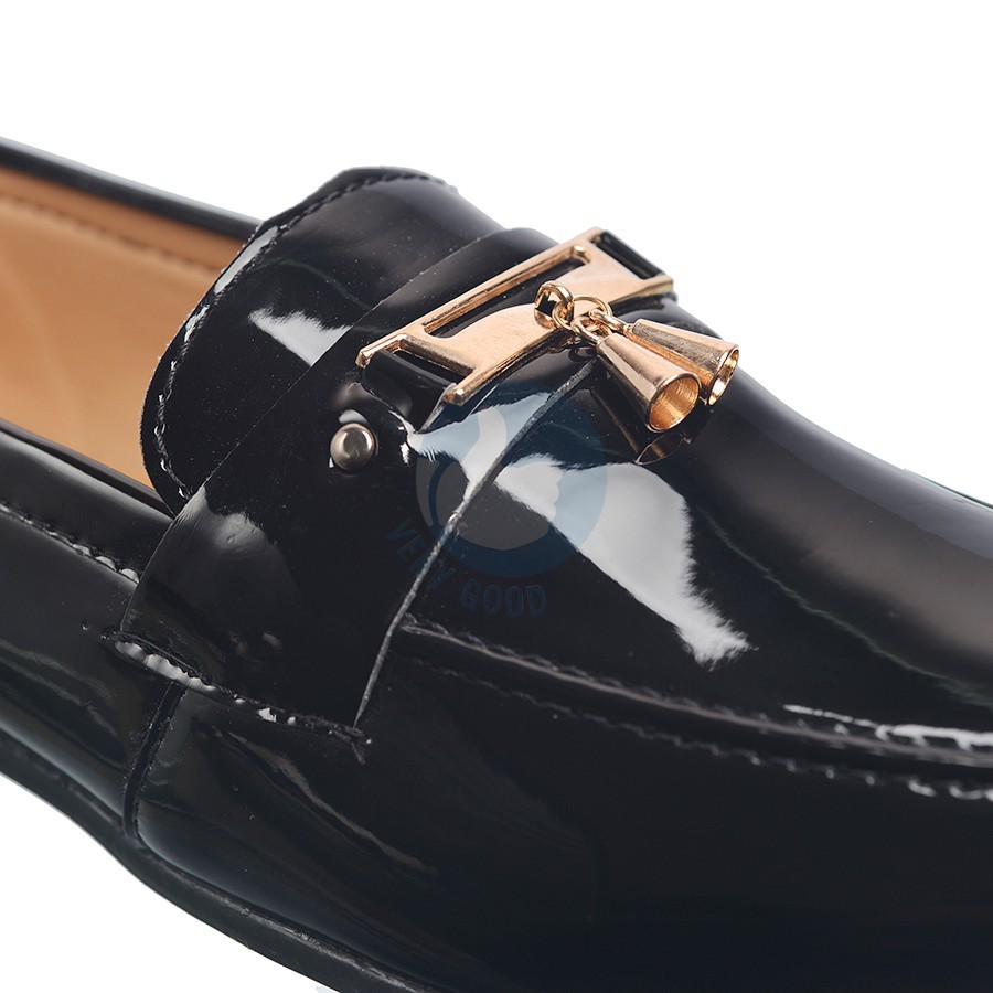 Giày lười nam da bóng chuông vàng - Vrg1290 - màu đen- MS8