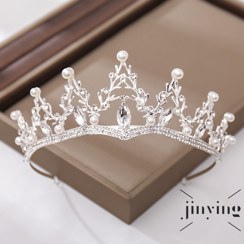 GETNOIVAS Cài Tóc Hình Vương Miện Đính Đá Ngọc Trai Giả Thời Trang Cho Cô Dâu