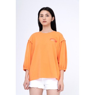 Áo Thun BOO Tay Lỡ Nữ Dáng Rộng 100%Cotton Cao Cấp, Tay Phồng Nữ Tính Màu Cam