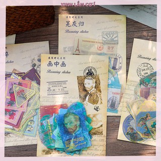 Set 40 Miếng Dán Sticker Vintage Trang Trí Sổ Siêu Ấn Tượng [Xinh Lắm Cơ Í]