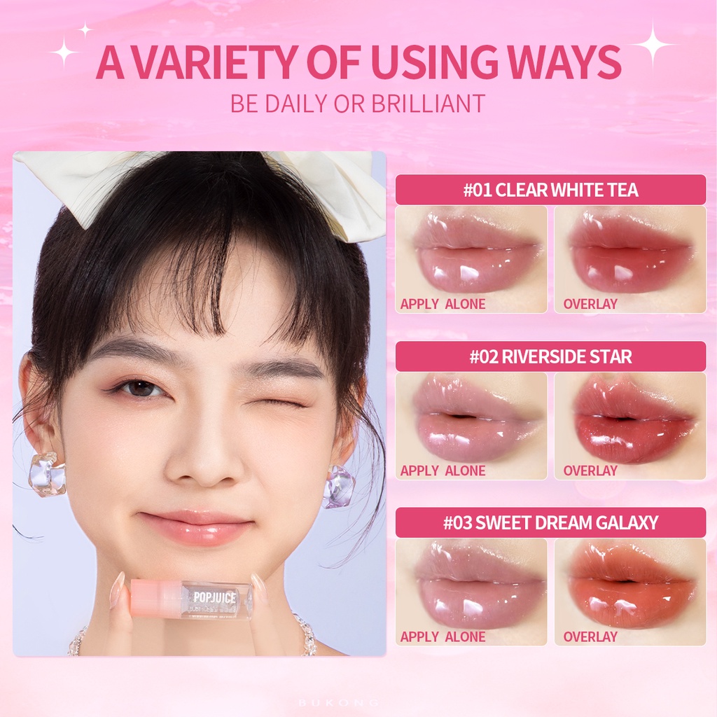 Son Dưỡng Môi Dạng Gel Chiết Xuất Thực Vật Không Dính Ly Cốc Giúp Dưỡng Ẩm Và Làm Sáng Màu Môi Hiệu POPJUICE