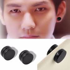 1 đôi bông tai nam châm inox cá tính nam nữ thời trang không cần bấm lỗ tai - 1 đôi khuyên tai nam châm hình tròn