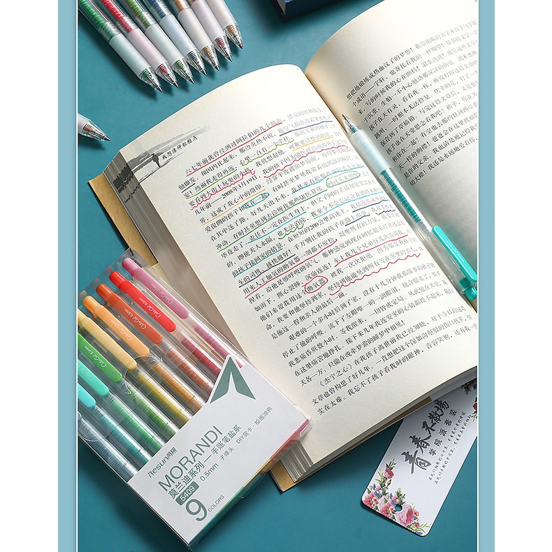 Bút Bi Dạng Nhấn 9 Màu Sắc retro Cho Học Sinh