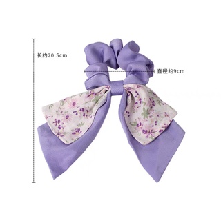 Cột tóc satin thắt nơ họa tiết hoa