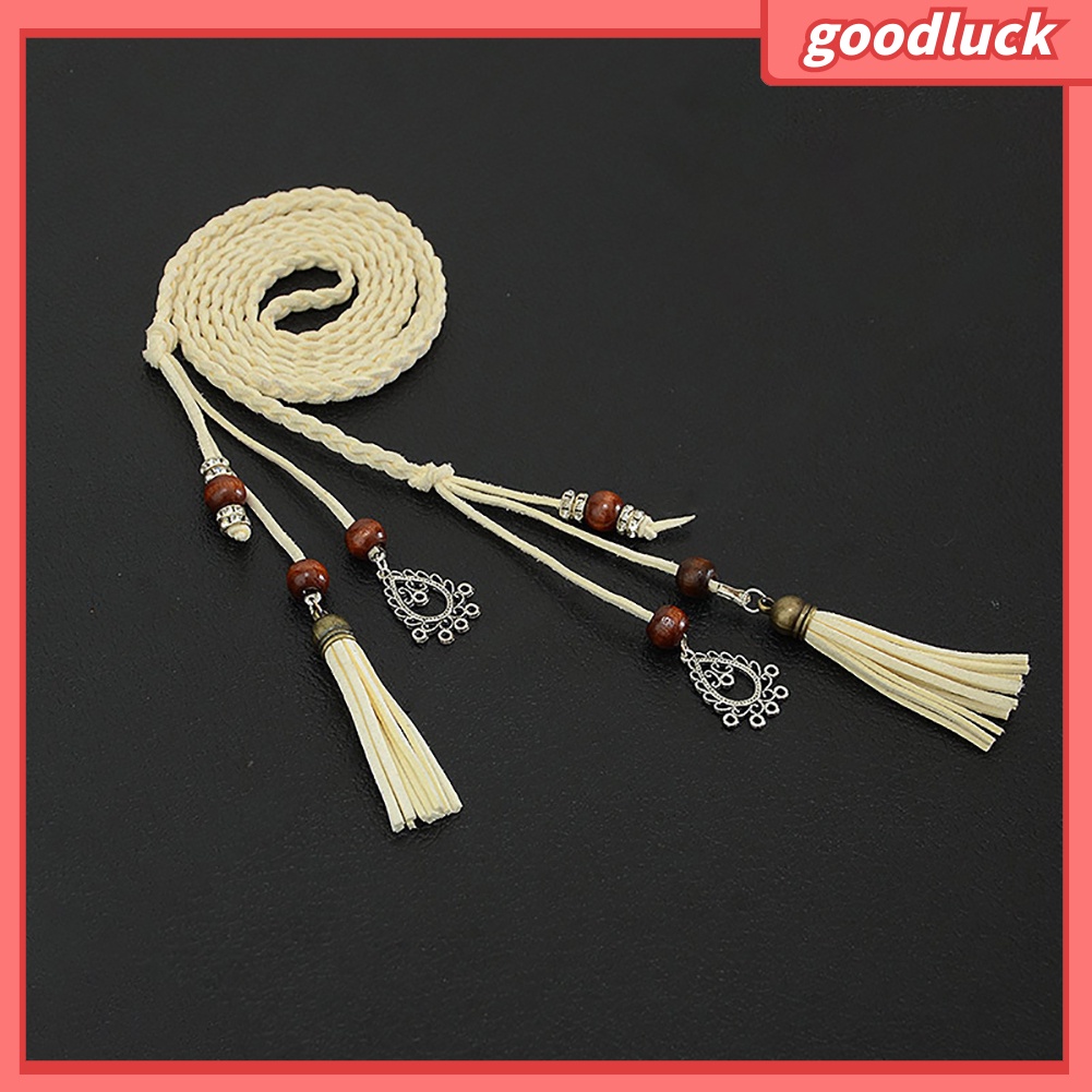 Thắt lưng dây bện đính hạt phối tua rua tinh tế