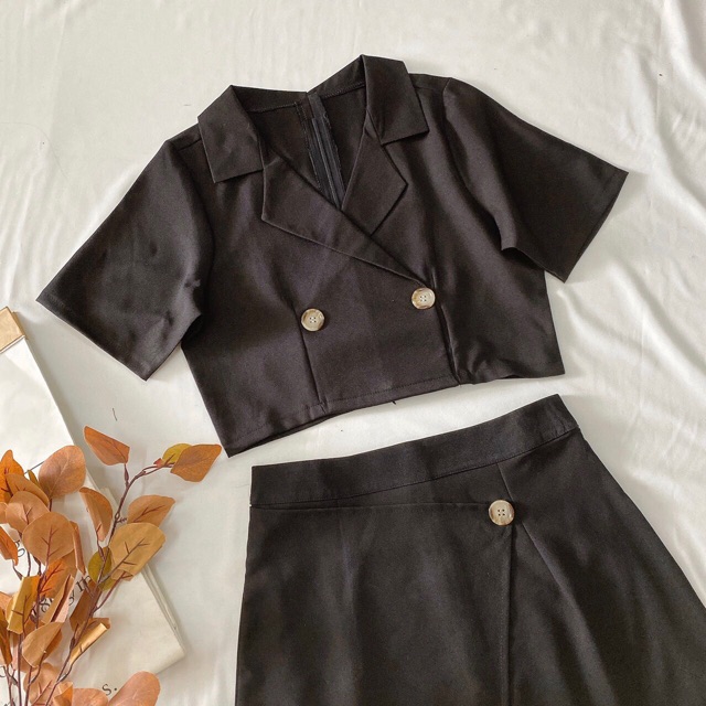 Set Áo Croptop Cổ Vest Mix Chân Váy - SE728 | BigBuy360 - bigbuy360.vn