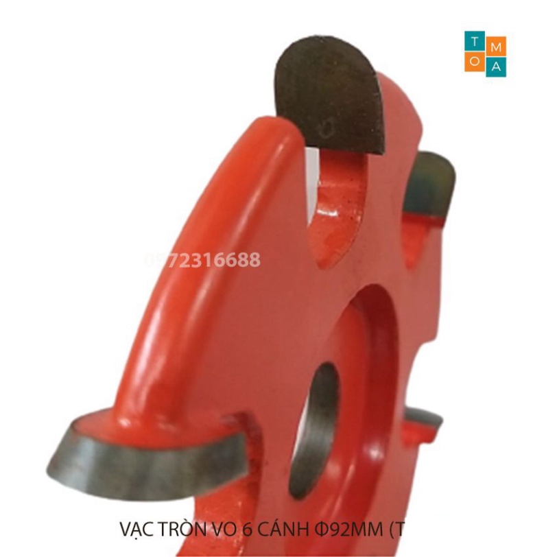 MŨI SOI GỖ - MŨI PHAY VẠC TRÒN VO 6 CÁNH PHI 92MM X 8MM X TRỤC 16MM
