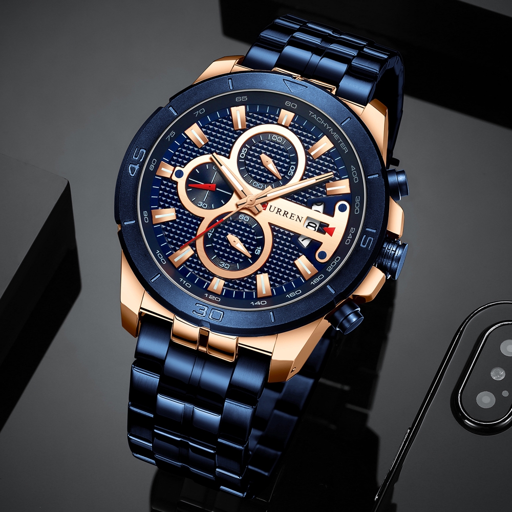 CURREN Luxury Men Business Quartz Watches Stainless Steel Man Chronograph Calandar Six Points Army Military Wrist Watch