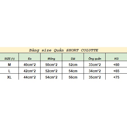Quần Short Colutte CVC - Giá sỉ