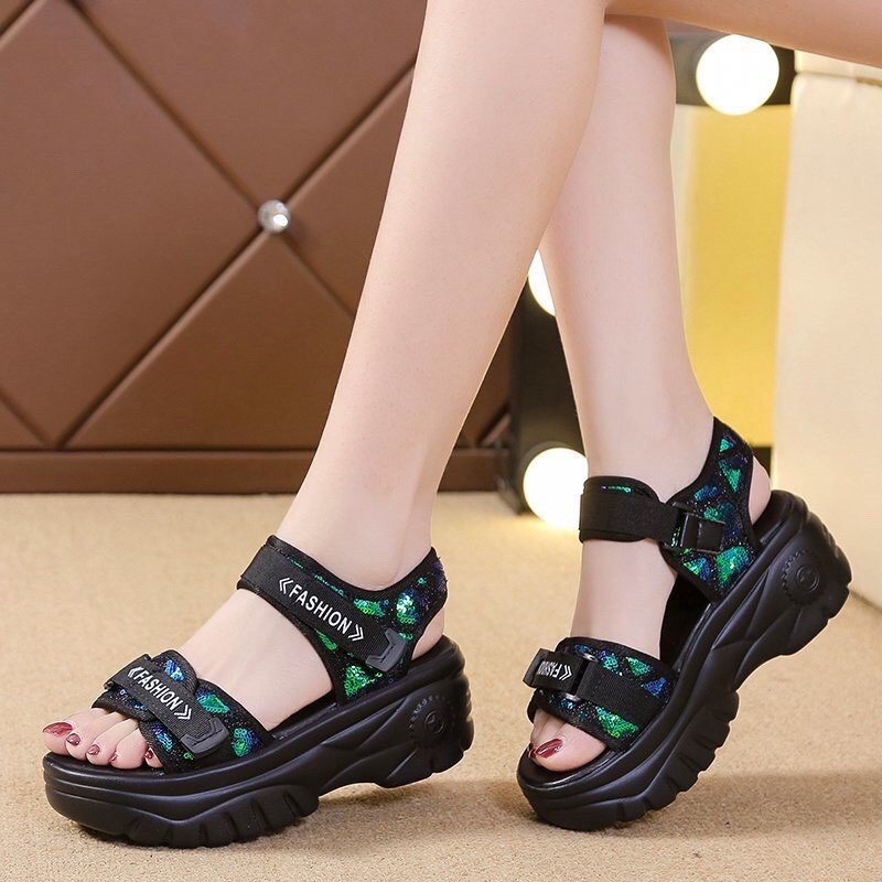 Dép Quai hậu Nữ ❤️FREESHIP❤️ Sandal Nữ Độn Đế Kim Tuyến Fasion Siêu Hot