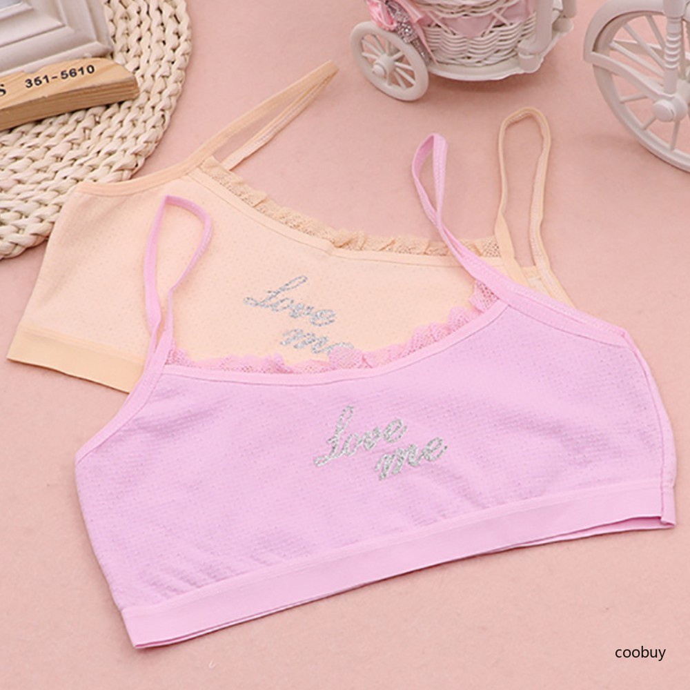 Áo lót không gọng không đường may thoáng khí in họa tiết chữ thời trang dành cho bé gái