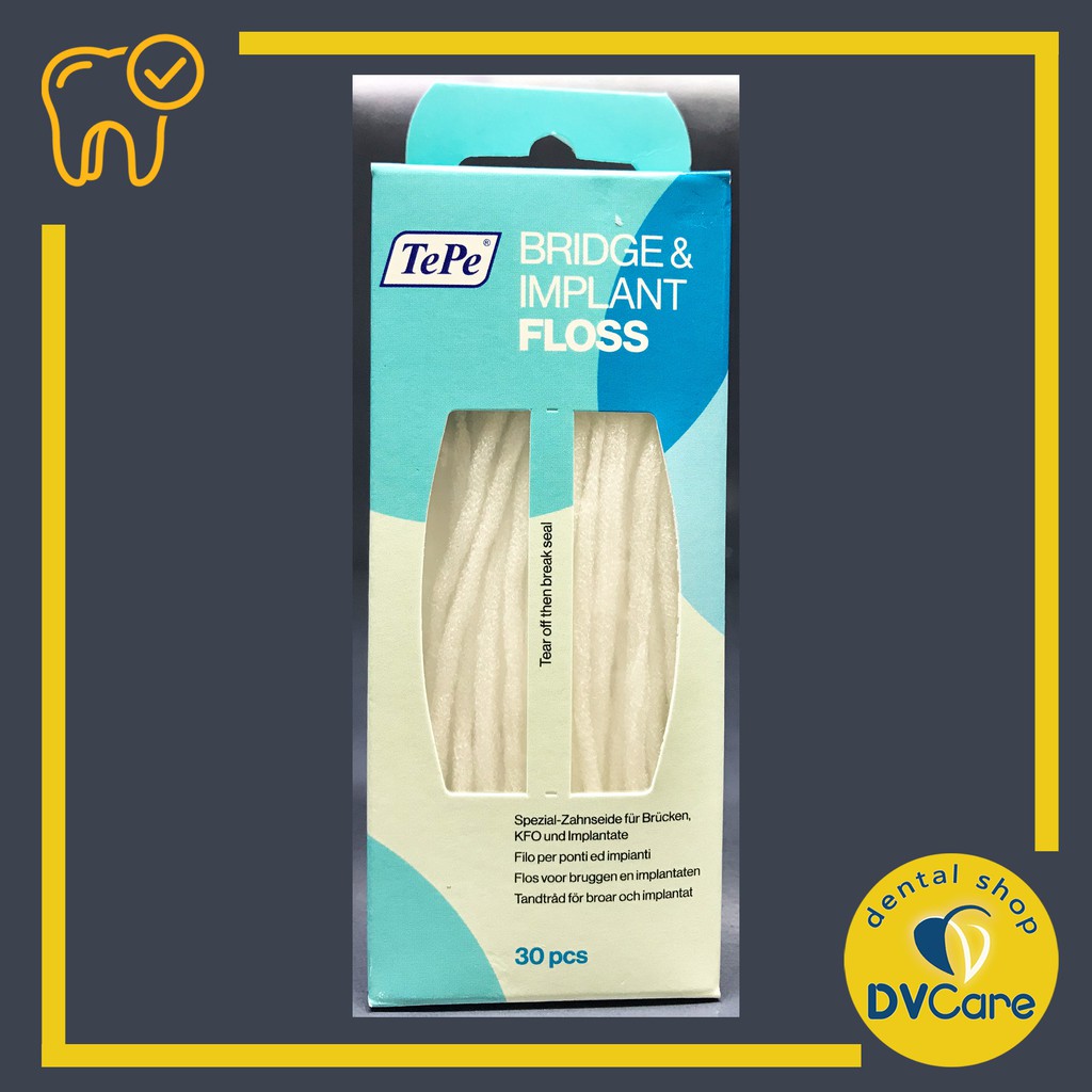 Chỉ nha khoa cầu mão răng, Implant, chỉnh nha niềng răng TEPE BRIDGE &amp; IMPLANT FLOSS [dvcareshop]