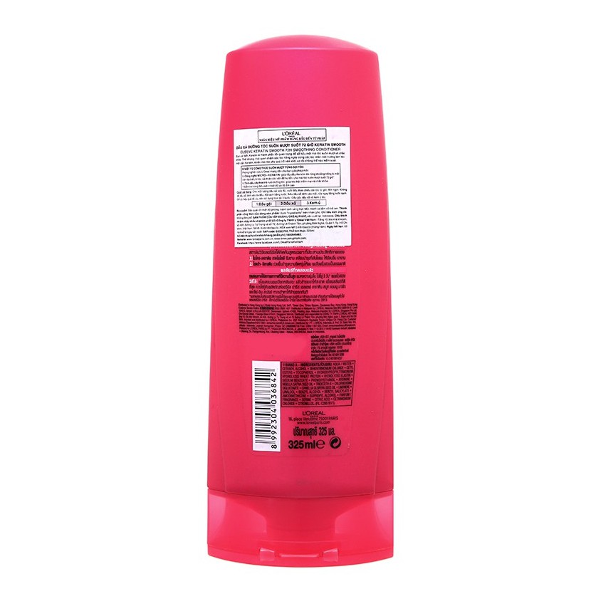 Dầu xả dưỡng tóc suôn mượt suốt 72 giờ L'Oréal Elseve Keratin Smooth 325ml