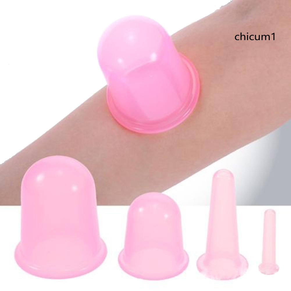 (Hàng Mới Về) Set 4 Cốc Mát Xa Cơ Thể Bằng Silicon Tự Nhiên Chống Cellulite
