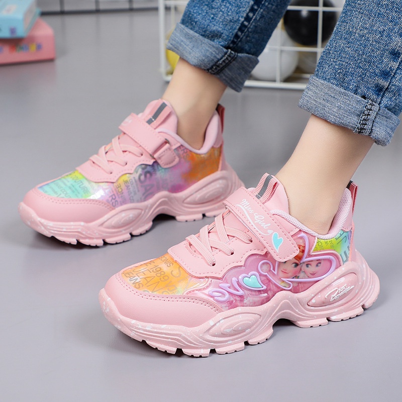 Giày thể thao bé gái in hình công chúa Elsa đế nhẹ mềm màu Hồng 27-37 Giày thể thao cho bé Giày bata bé gái Giày trẻ em
