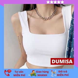 Áo croptop nữ ngắn ôm, áo croptop kiểu nữ ngắn cổ vuông ôm body hai màu đen trắng giá giẻ thời trang DUMISAp