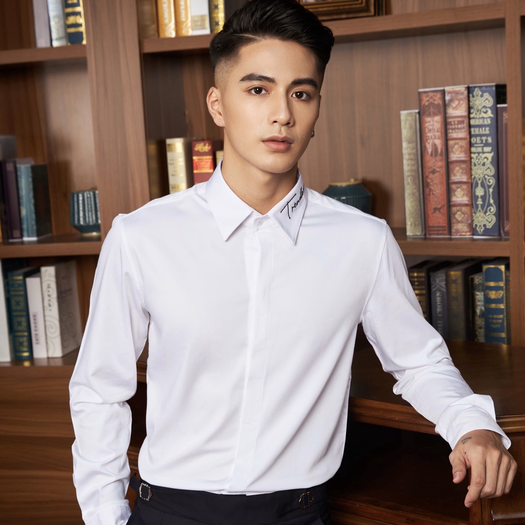 Áo sơ mi nam cổ phối chữ vải Bamboo sợi tre xuất xịn,chuẩn form,sang trong và đẳng cấp của Trend Boss