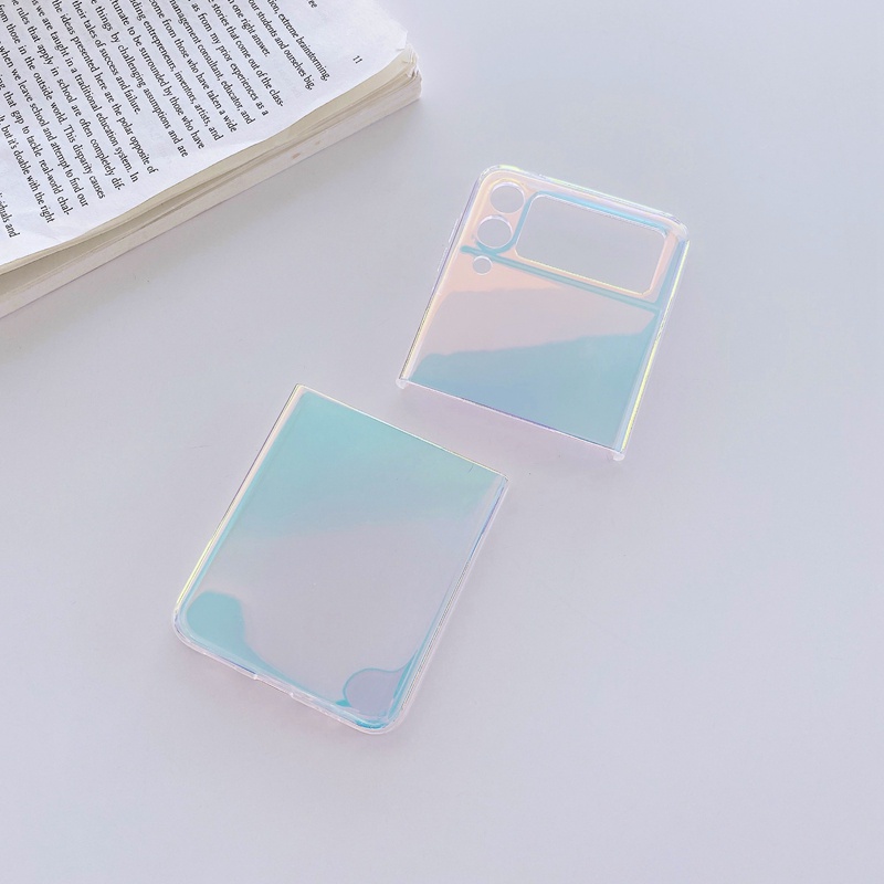 Bao Da Điện Thoại Siêu Mỏng Trong Suốt Màu Tím Trơn Cho samsung galaxy z flip 4 flip3 fold 5 4 fold3 5g Ốp