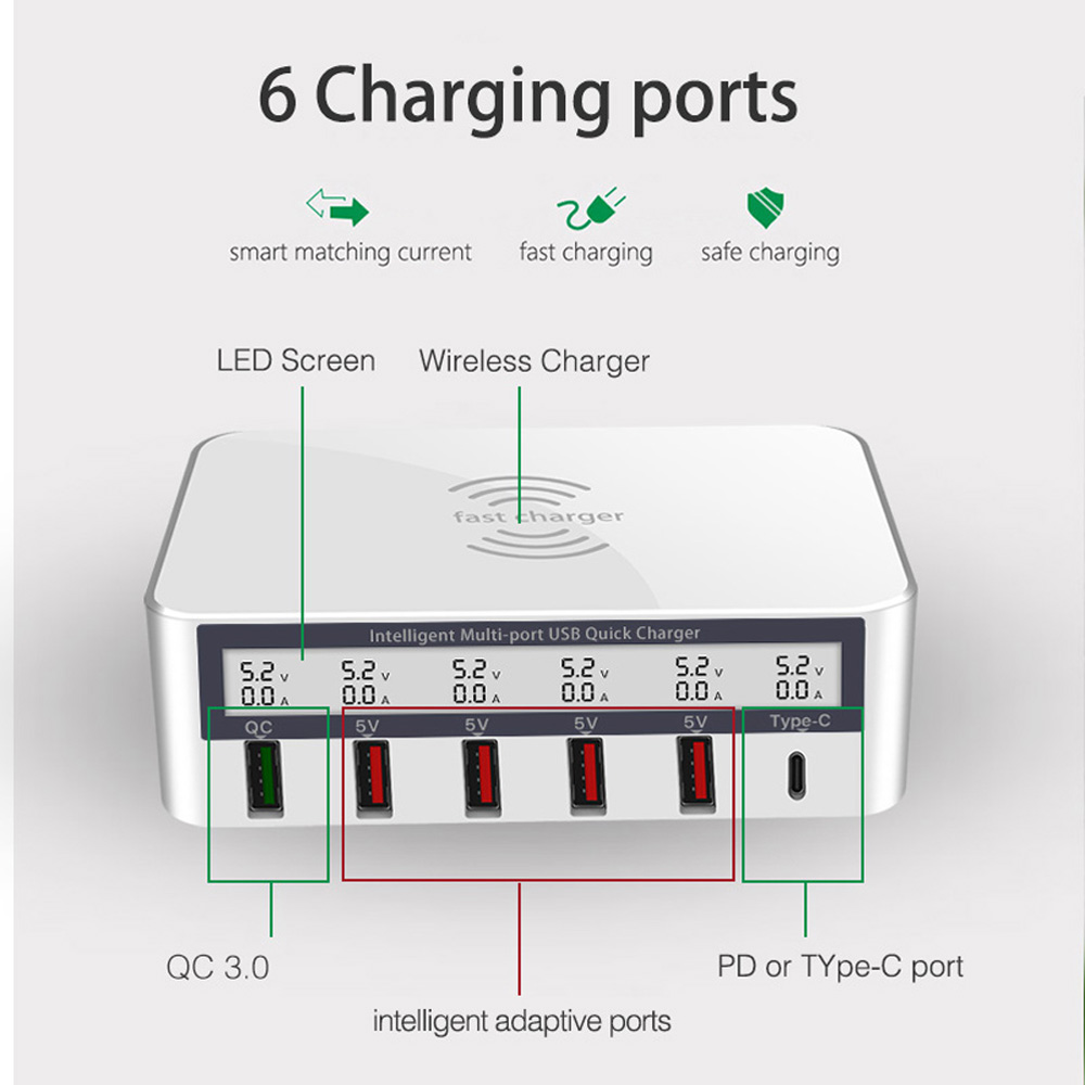 Bộ Sạc Nhanh Không Dây 3.0 Usb 3.0 40w