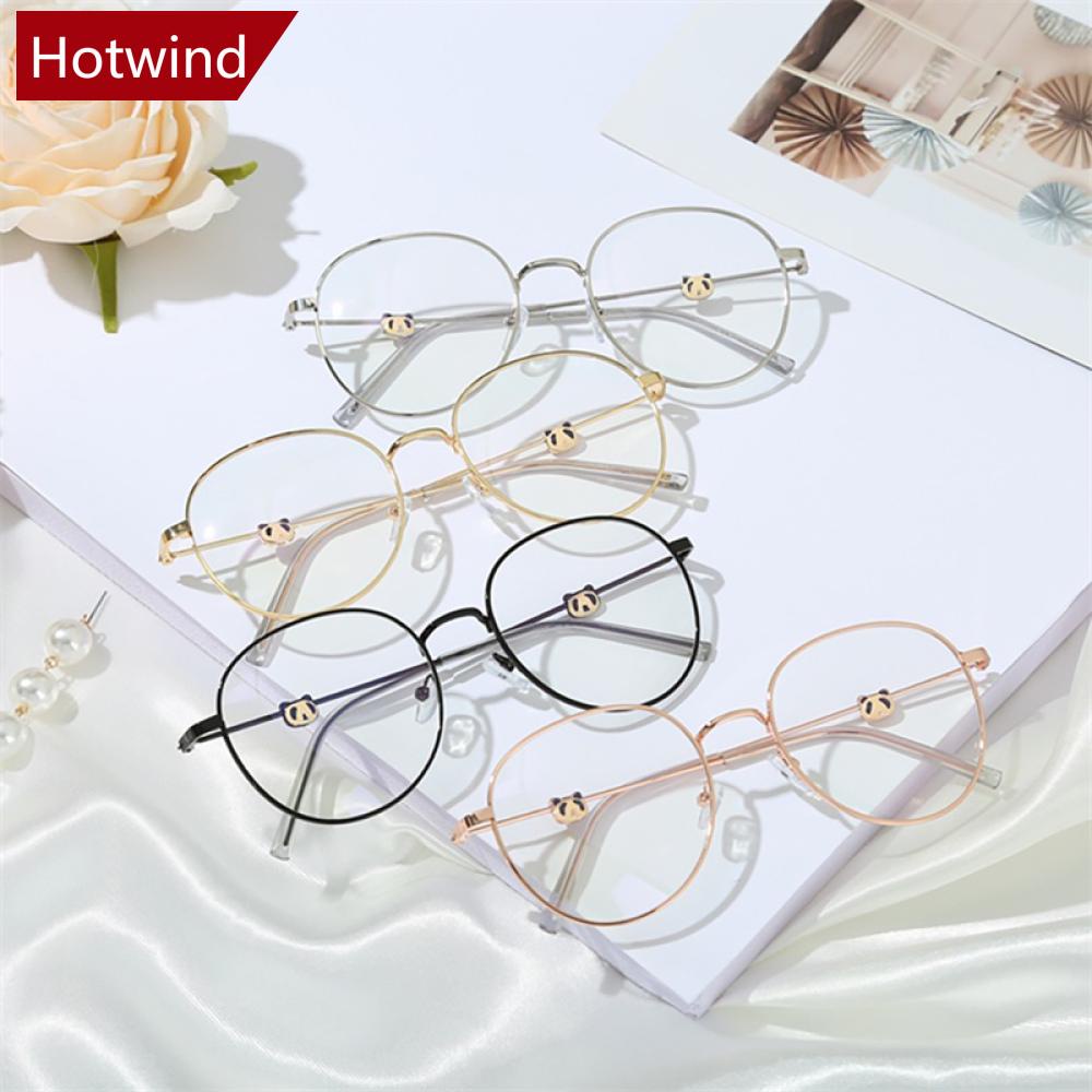 Mắt Kính Gọng Kim Loại Hình Gấu Trúc Trong Suốt Chống Ánh Sáng Xanh Dễ Thương Cho Nữ F3Y1
