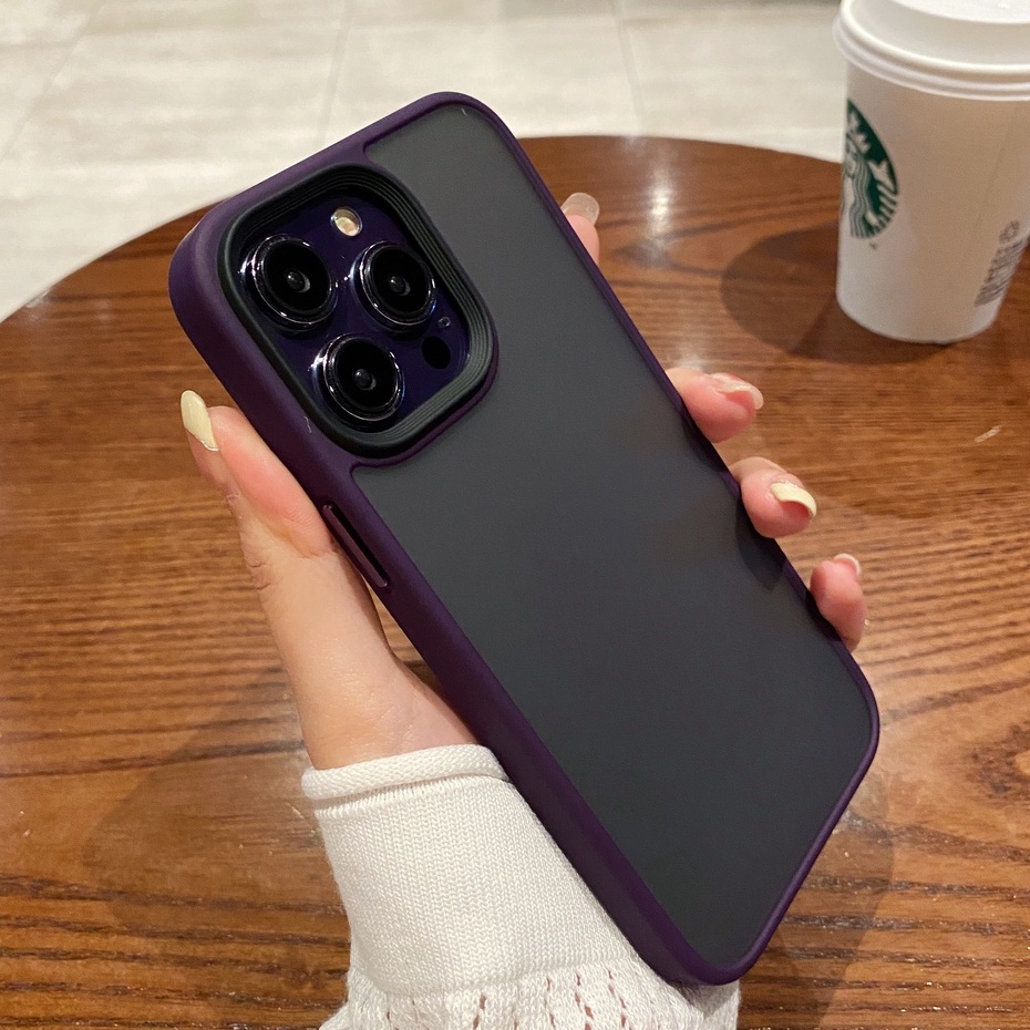 Mờ / matte Ốp Điện Thoại acrylic Cứng Mặt Nhám Viền Màu Cho compatible for iPhone 14 13 pro max case 14 13 case 14 pro 13 pro 14 plus 13 14