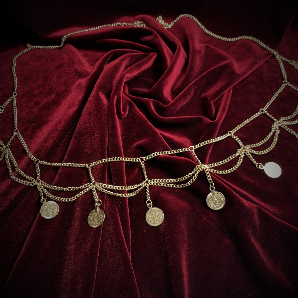 Đai nịt đầm xích đồng xu hy lạp cá tính - Belt thắt lưng sang chảnh bohemian belly dance - Hades.js