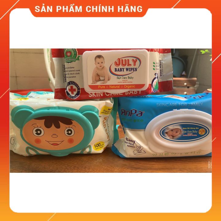 [tận gốc ] khăn giấy ướt đa năng papa 100 tờ-baby  100 tờ -july 80 tờ khăn dày dai  đung cho em bé và nguoif lớn  giá rẻ