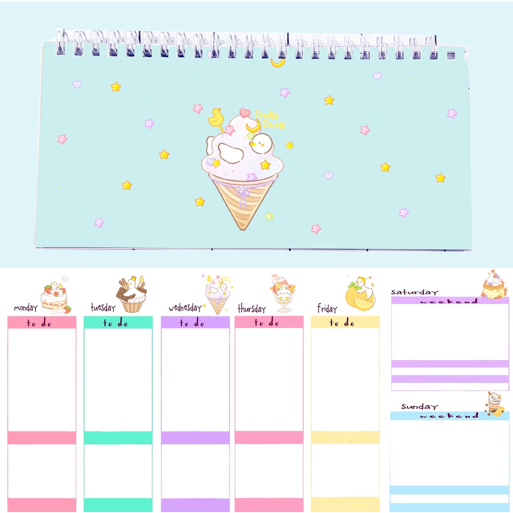 Sổ kế hoạch tuần vịt dake duck hoạt hình WPI46 Weekly Planner 52 trang