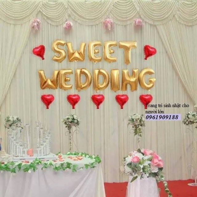 Set bóng chữ SWEET WEDDING