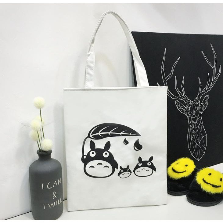 Túi Tote Vải Trắng Canvas Đeo Vai Ullzang Hàn Quốc Họa Tiết Dễ Thương JeliShop