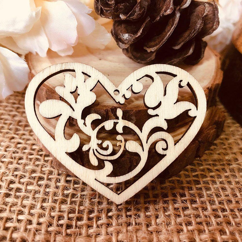 YIYU Miếng Gỗ Hình Trái Tim Khắc Thủ Công Dùng Trang Trí Tiệc Cưới