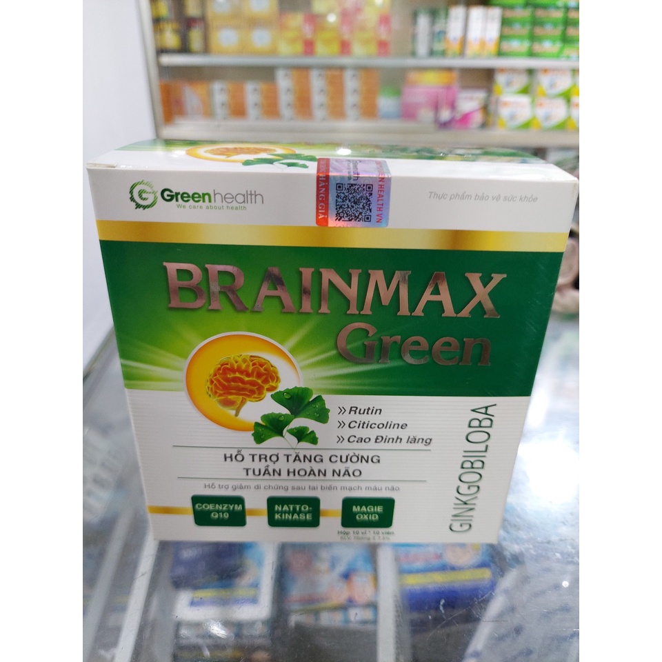 BRAINMAX  GREEN- bổ não, hỗ trợ tăng cường tuần hoàn não - hộp 100 viên