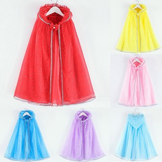 Kids Girls Cosplay Princess Pageant Gown Cape Birthday Party Hooded Cloak
