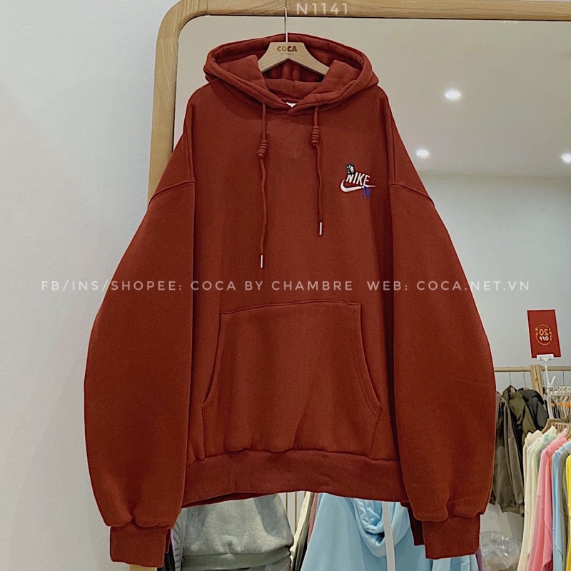 [N1141]🧡 Áo HOODIE nỉ bông dày mũ rộng thêu AIR form rộng (Có sẵn/ảnh thật) | BigBuy360 - bigbuy360.vn