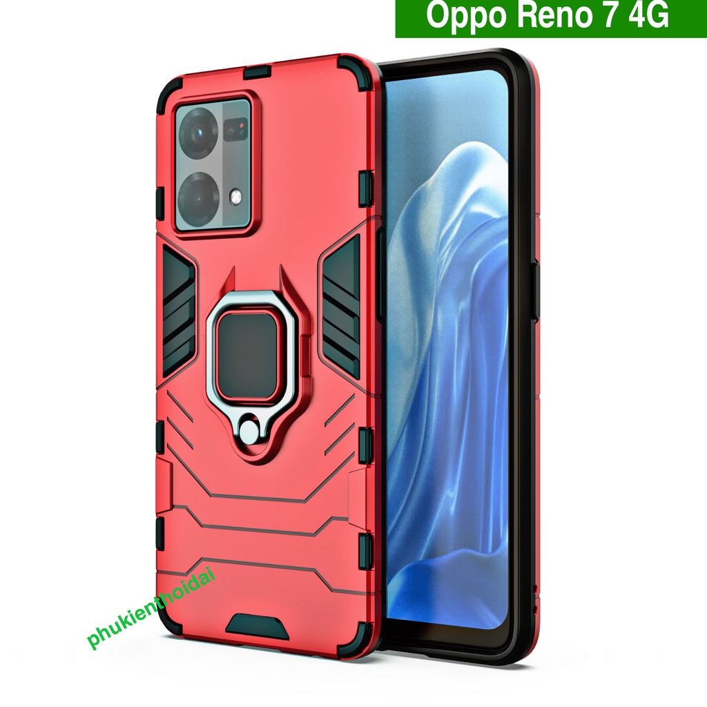 Ốp lưng Oppo Reno 7 4G Iron Man Iring chống sốc chống va đập mạnh giá đỡ mặt lưng xem phim