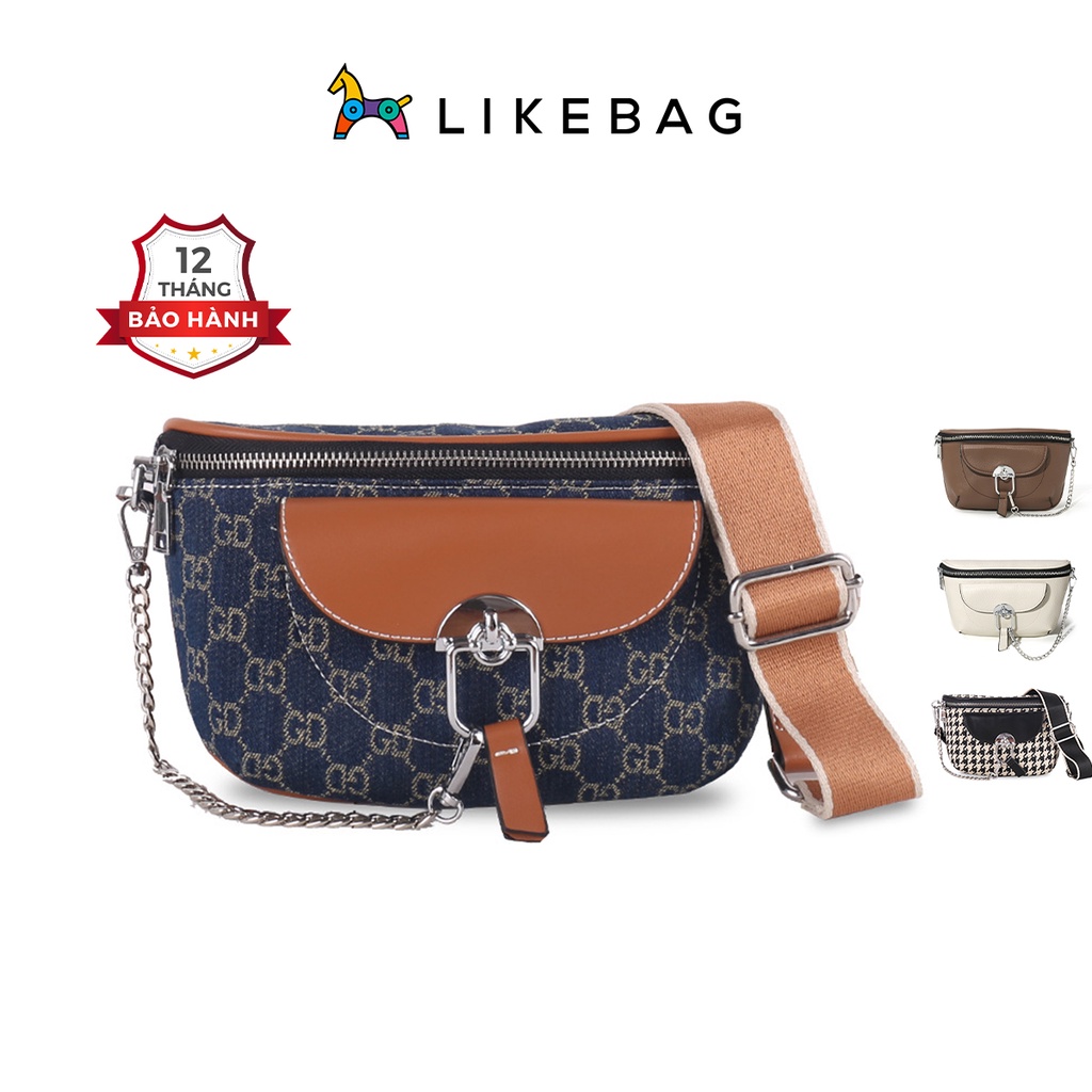 Túi bao tử đeo chéo LIKEBAG họa tiết thời trang phối dây xích cá tính 9031 - LIBAGI