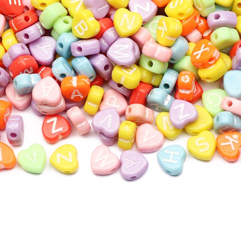 Set 100 Hạt Nhựa Hình Trái Tim 7mm Nhiều Màu Sắc Dùng Để Làm Trang Sức Thủ Công