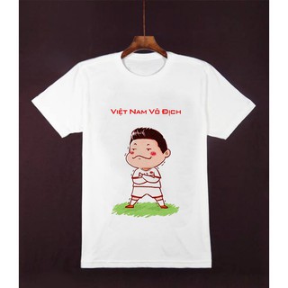 Áo Thun Nam Nữ Màu Trắng Wit_Fashion in Hình Cổ Vũ Bóng Đá Việt Nam Vô Địch