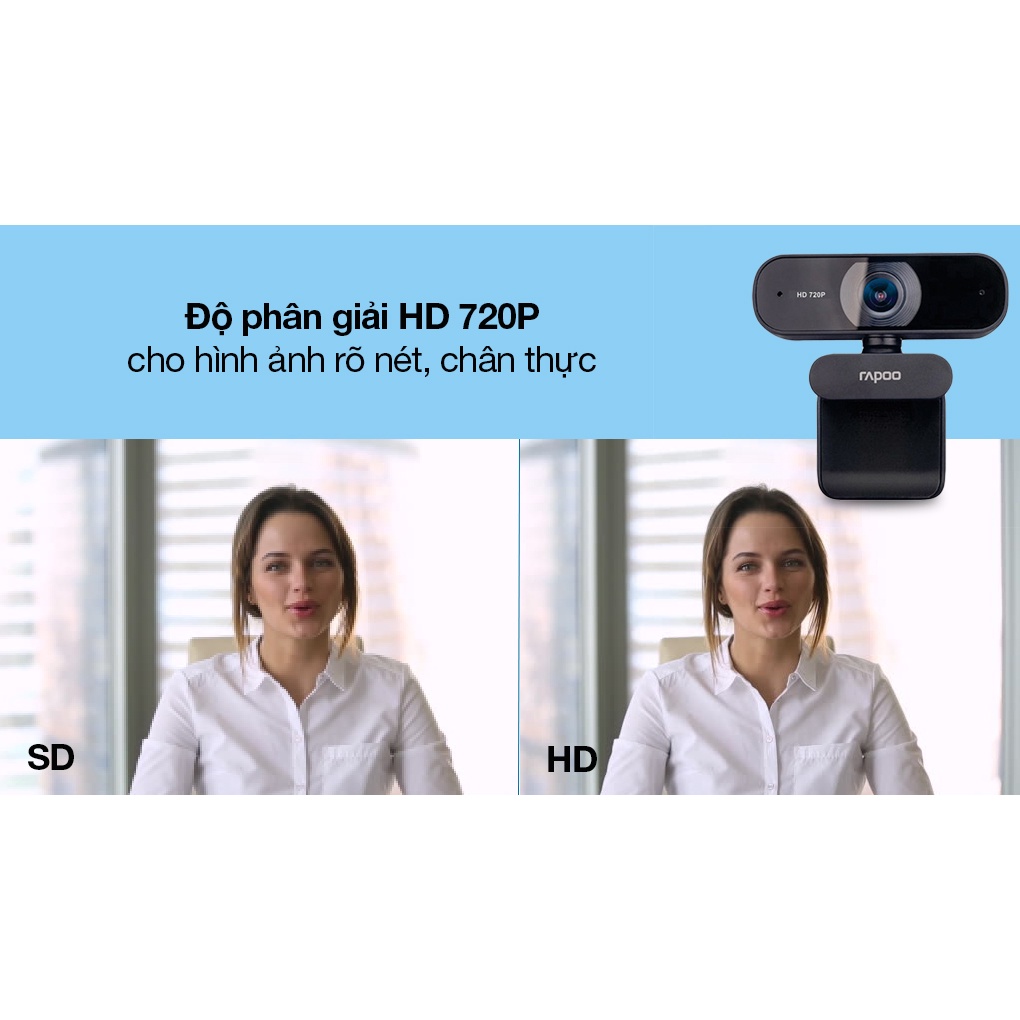 Webcam Rapoo C200 HD 720P - Hàng Chính Hãng