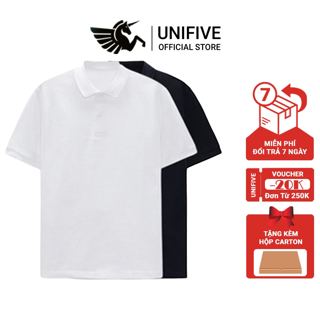 Áo polo nam Unifive thun cá sấu cao cấp, mát mịn, họa tiết trơn Basic